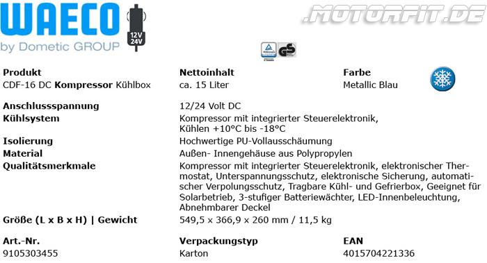 Dometic Coolfreeze CDF 16 - Kompressor-Kühlbox, Gefrier-Box mit 12