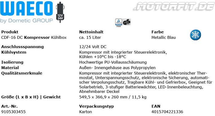 Waeco Dometic CoolFreeze CDF 16 - Profi- Kühl- und Gefrierbox für